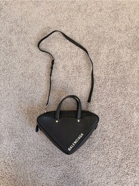 Balenciaga Black Triangle Satchel with Adjustable Strap